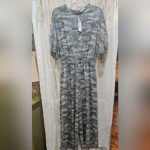 Three Bird Nest Blue Gray Camouflage 3/4 Sleeve ROMPER